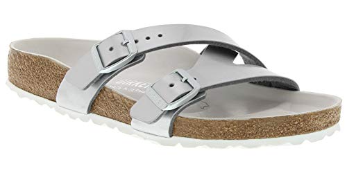 Birkenstock Women's Yao Hex Sandal Metallic Silver Birko-Flor Narrow