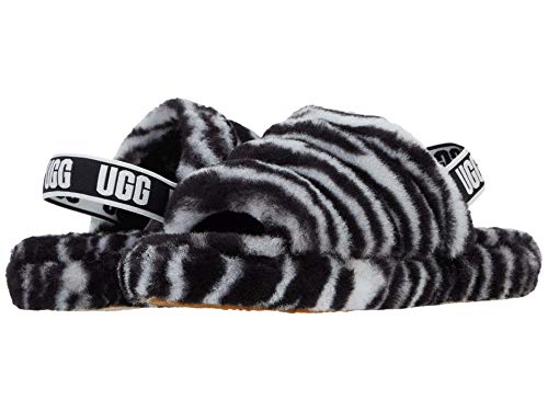 UGG K Fluff Yeah Slide Zebra Slipper, Black / White