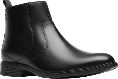 Clarks Men's Steadwell Zip Ankle Boot, Black Leather