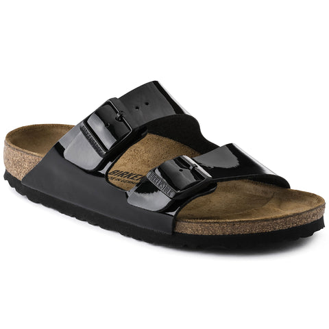 Birkenstock Arizona Birkoflor - Classic Buckled Two Strap Sandal  Black Patent