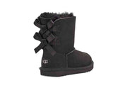 UGG Kids' Bailey Bow II Boot — Black, 3/4 view