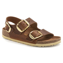 Birkenstock Women's Milano Big Buckle Oiled Leather Sandal in Cognac