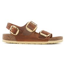 Birkenstock Women's Milano Big Buckle Oiled Leather Sandal in Cognac