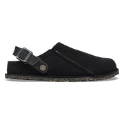 Birkenstock Lutry Premium Suede Sandal — Black, side view