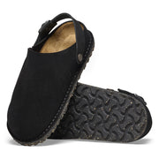 Birkenstock Lutry Premium Suede Sandal — Black, sole view