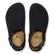 Birkenstock Lutry Premium Suede Sandal — Black, top view