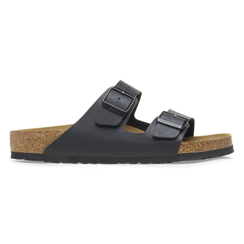 Birkenstock Arizona Birko-Flor Saffiano Sandal — Black, side view