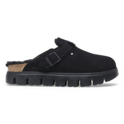 Birkenstock Boston Chunky Shearling Platform Clog — Black, side view