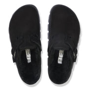 Birkenstock Boston Chunky Shearling Platform Clog — Black, top view