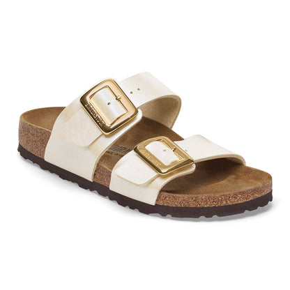 Birkenstock Women's Sydney Luxe Buckle-Graceful Sandal, Pearl White Narrow