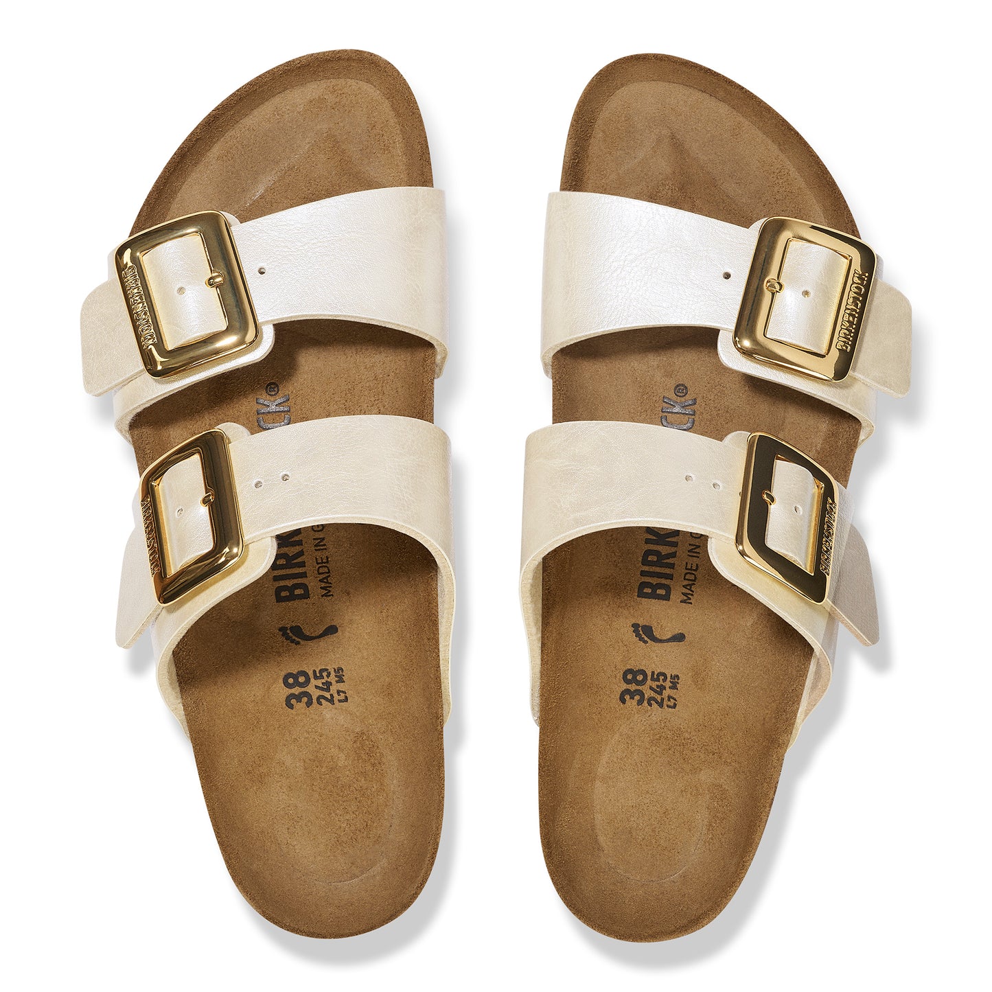 Birkenstock Women's Sydney Luxe Buckle-Graceful Sandal, Pearl White Narrow