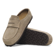 Birkenstock Naples Wrapped Suede Slip-On — Taupe, sole view