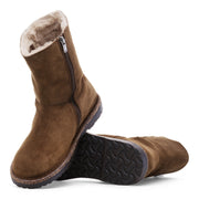 Birkenstock Uppsala Shearling Zippered Mid Calf Boot — Dark Tea, sole view