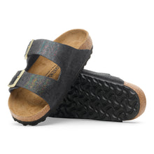 Birkenstock Women's Arizona Sandal, Black Shimmering Narrow
