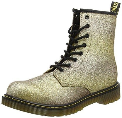 Dr. Martens Girls Ladies Delaney Youth Glitter Gold Multi Ankle Boots