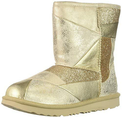 UGG Girls' T Classic Short II Patchwork Fashion Boot