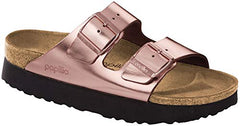 Birkenstock Women's Papillio Arizona Platform Sandal Metallic Copper Leather Narrow