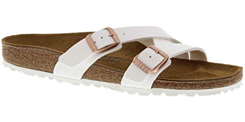 Birkenstock Women's Yao Limited Edition Birko-Flor Narrow Fit Sandals, White Narrow