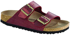 Birkenstock Women's Arizona Sandal Washed Metallic Port Narrow