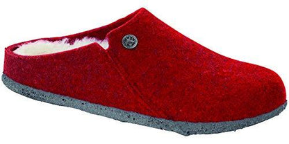 Birkenstock Women's Zermatt Wool Shearling Narrow Fit Slippers, Red/Natural