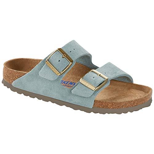 Birkenstock Women's, Arizona Soft Footbed Sandal Blue Light Narrow