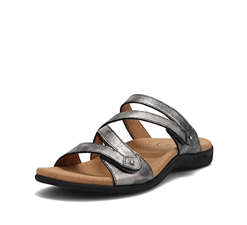 Taos Double U Premium Leather Women's Sandal - Stylish Adjustable Strap Design with Arch Support, Cooling Gel Padding for All-Day Enjoyment and Walking Comfort Black 7 (M) US