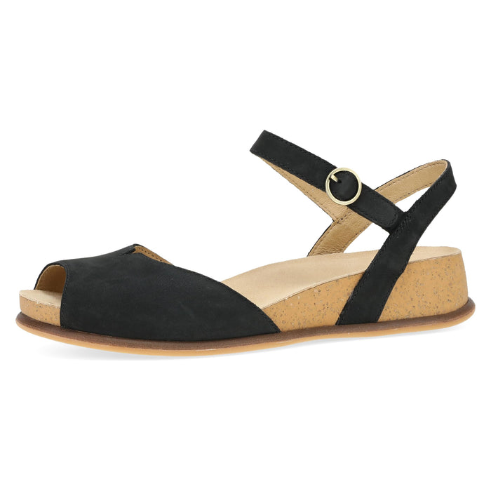 Dansko Cass Peep-Toe Wedge Sandal for Women - Black