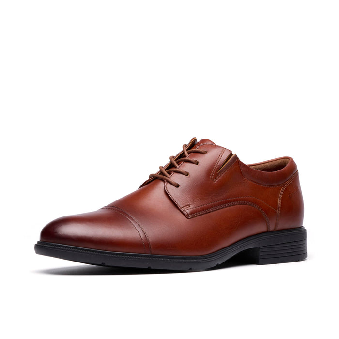 Clarks Men's Steadwell Cap Oxford — Dark Tan Leather