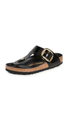 Birkenstock Women's Gizeh Big Buckle Sandal — High Shine Black in Black
