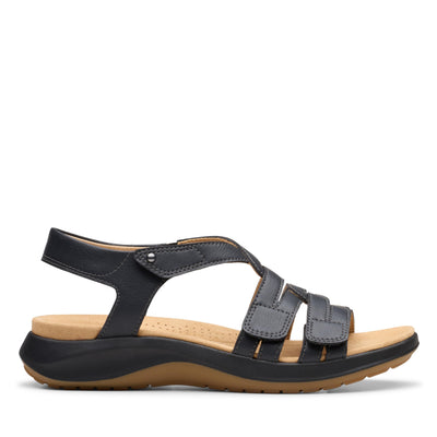 Clarks Collection Women's Maelynn Paige Wedge Sandal — Black Leather