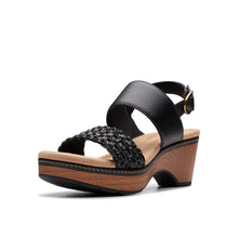 Clarks Collection Women's Seannah Step Wedge Sandal — Black Leather in Black