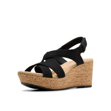 Clarks Collection Women's Rose Style Wedge Sandal — Black Nubuck in Black
