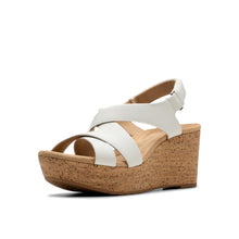 Clarks Collection Women's Rose Style Wedge Sandal — White Leather in White