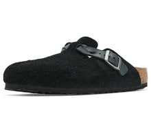 Birkenstock Women's Boston Braid Clog — Black Suede (Narrow) in Black