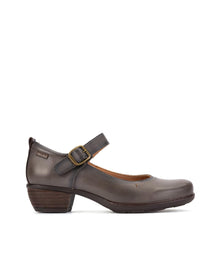 PIKOLINOS Utiel Heeled Shoes Women | Leather | Buckle | Mid Heel in Ceniza