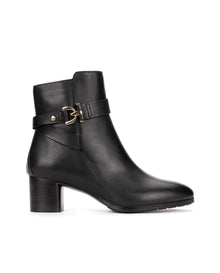 PIKOLINOS Calafat Heeled Ankle Boots Women | Leather | Zipper | Black in Black