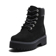 Timberland Women's Stone Street 6 Inch Lace Up Waterproof Boot, Jet Black