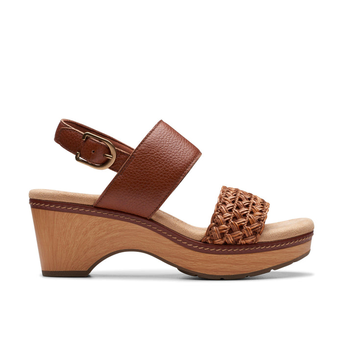 Clarks Collection Women's Seannah Step Wedge Sandal — Tan Leather