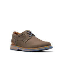 Clarks - Mens Monahan Plain Shoes, Color Grey Nubuck