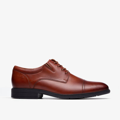 Clarks Men's Steadwell Cap Oxford — Dark Tan Leather