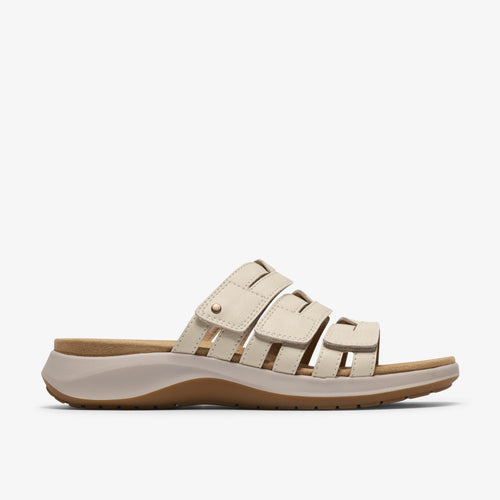 Clarks Maelynn slide cream — toe-right lateral