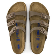 Birkenstock Florida sandal in Mocha Birkibuc, top-down view of the pair showing the Soft Footbed