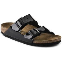 Birkenstock Unisex Arizona Patent Birko-Flor Sandal — Black in Black