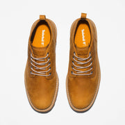 Timberland Men's Redwood Falls Waterproof Chukka Boot in Wheat, top-down view of the pair showing orange footbeds and five-eyelet lacing