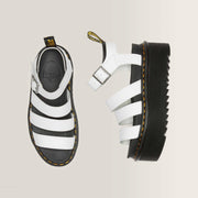 Dr. Martens Blaire Quad Hydro Sandal in White, top and side view of the pair