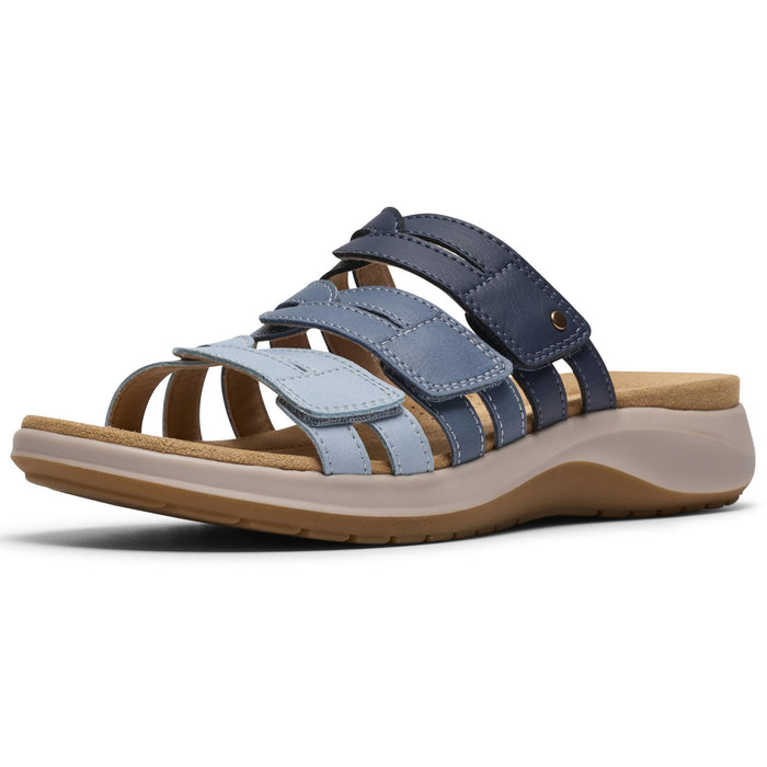 Clarks Women's Maelynn Abby Slide Sandal — Blue Combi Leather