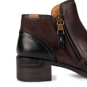 Pikolinos Malaga Women's Heeled Ankle Boot, Caoba, zipper and heel detail