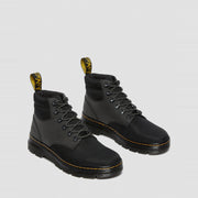 Dr. Martens Rakim 6-Tie Boot in Black, three-quarter front pair
