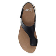 Dansko Reece Sandal, Black, top view on cork footbed