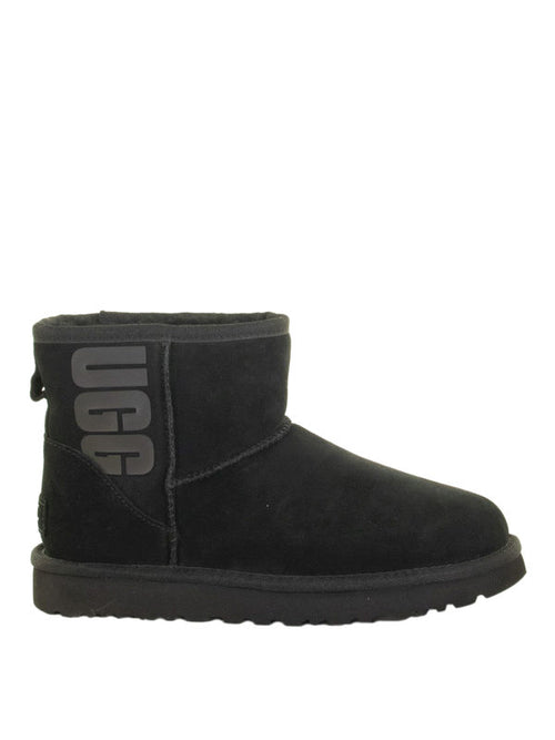 UGG Women's Classic Mini Rubber Logo Boot in Black